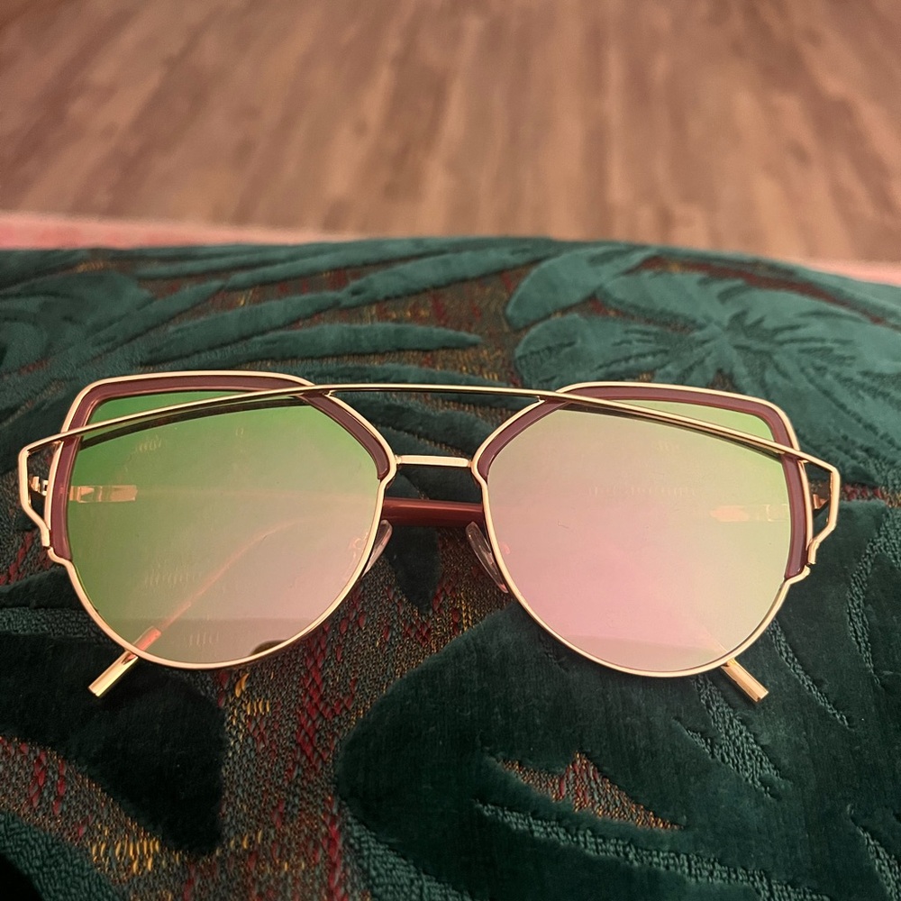 Gold Frame Pink Mirrored Women’s Sunglasses